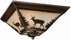 Bryce Amber Glass Rustic Deer Flush Mount Light