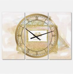 Chic Nr 5 Paris Parfum I Large Fashion 3 Panels Wall Clock - 23" x 23" x 1"