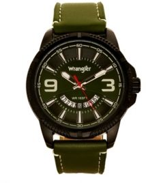 Watch, 48MM Black Ridged Case with Green Zoned Dial, Outer Zone is Milled with White Index Markers, Outer Ring Has is Marked with White, Analog Watch with Red Second Hand and Crescent