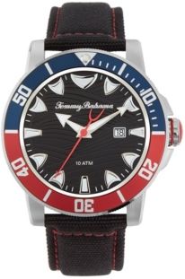 Multi Colored Bezel Black Leather Strap Watch, 45mm