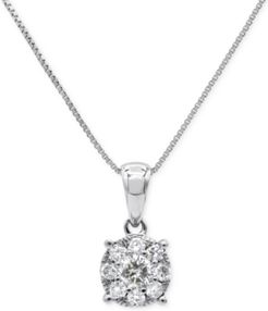 Diamond Cluster 18" Pendant Necklace (1/3 ct. t.w.) in 14k White Gold