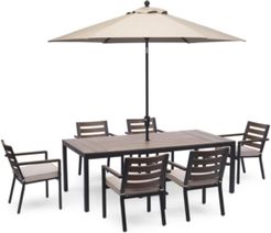 Stockholm Outdoor Aluminum 7-Pc. Dining Set (84" x 42" Rectangle Dining Table & 6 Dining Chairs) with Sunbrella Cushions, Created for Macy's