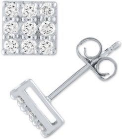 Lab Grown Square Diamond Cluster Stud Earrings (1/2 ct. t.w.) in Sterling Silver