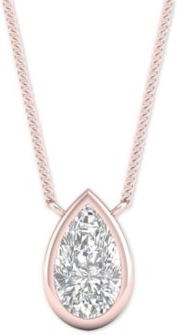 Diamond Pear Bezel 18" Pendant Necklace (1/2 ct. t.w.) in 14k Rose Gold