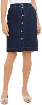 Button-Front Knee-Length Denim Skirt, Created for Macy's