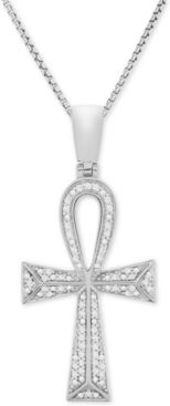 Diamond Ankh Cross 22" Pendant Necklace (1/4 ct. t.w.) in 14k Gold-plated Sterling Silver and Sterling Silver