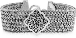 Filigree Plate Woven Bracelet in Sterling Silver