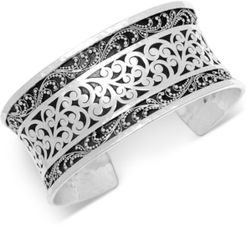 Filigree Wide Cuff Bracelet in Sterling Silver