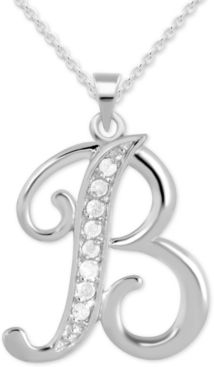Diamond B Initial 18" Pendant Necklace (1/10 ct. t.w.) in Sterling Silver