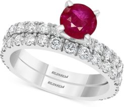 Effy Certified Ruby (1-1/10 ct. t.w.) & Diamond (1 ct. t.w.) Bridal Set in 14k White Gold