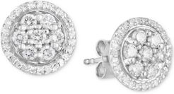 Lab-Created Diamond Halo Cluster Stud Earrings (3/4 ct. t.w.) in Sterling Silver