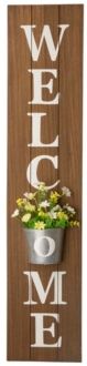 42" H Wooden Welcome Porch Sign with Metal Planter