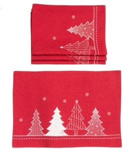 Lovely Christmas Tree Embroidered Double Layer Placemats - Set of 4