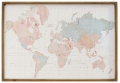 Watercolor World Map Print Wall Art, 44" x 30"
