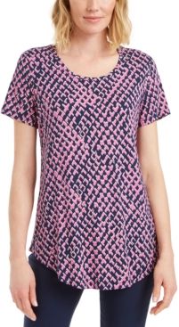 Petite Printed Scoop-Neck Top, Created for Macy's