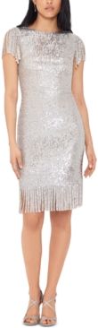 Fringed Sequinned Shift Dress