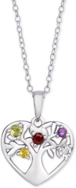 Multi-Gemstone Tree of Life 18" Pendant Necklace (1/5 ct. t.w.) in Sterling Silver