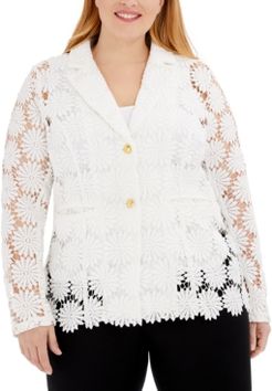 Plus Size Floral Crochet Jacket