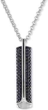 Black Sapphire Dog Tag 22" Pendant Necklace (2 ct. t.w.) in Sterling Silver, Created for Macy's