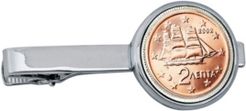 Greek 2 Euro Bar Coin Tie Clip