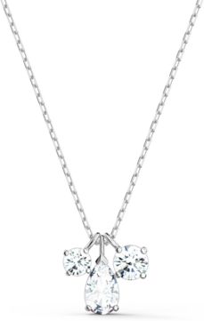 Silver-Tone Triple Crystal Pendant Necklace, 15-5/8" + 2" extender