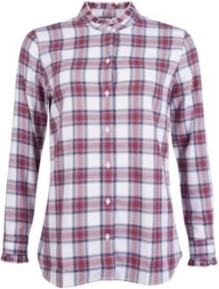 Mayapple Plaid Ruffled-Collar Button-Down Shirt