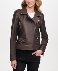 Petite Leather Moto Jacket
