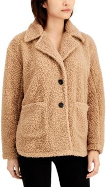 Juniors' Faux-Fur Teddy Coat