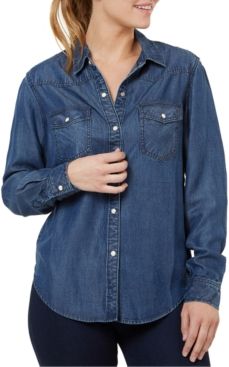 Button-Front Denim Shirt