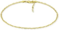 Double Chain Link Ankle Bracelet in Sterling Silver and 18k Over Silver, Created for Macy's