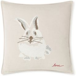 20" L x 20" W Bunny Embroidered Square Pillow Bedding