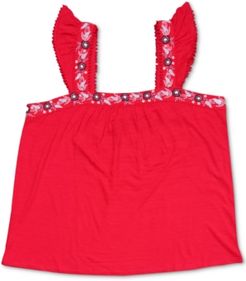 Embroidered Flutter-Strap Tank Top, Created for Macy's