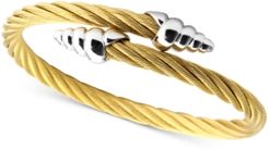 Cable Bypass Bracelet in 18k Gold Pvd Stainless Steel & Sterling Silver