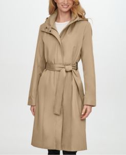 Petite Hooded Belted Trench Coat