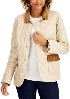 Quilted Corduroy-Trim Jacket, Created for Macy's