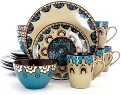 Elama Clay Heart 16 Piece Luxurious Stoneware Dinnerware Set