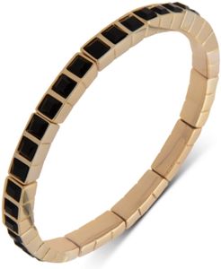 Gold-Tone Square Stone Stretch Bracelet