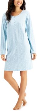 Printed Cotton Long Sleeve Nightgown, Created for Macy's