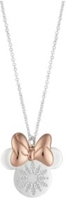 Minnie Two-Tone Mouse Snowflake Pendant Necklace in Fine Silver Plate