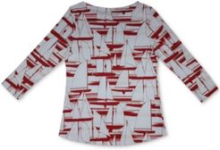 Cotton Sailboat-Print Top, Created for Macy's