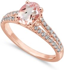 Gemstone Bridal Morganite (1 ct. t.w.) & Diamond (1/3 ct. t.w.) Engagement Ring in 14k Rose Gold