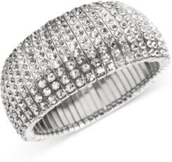 Inc Silver-Tone Crystal Stretch Bracelet, Created for Macy's