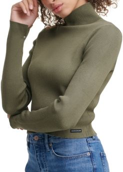 Cropped Mock-Neck Sweater