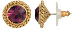 2028 Women's 14K Gold Dipped Purple Small Round Stud Earrings
