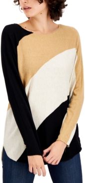 Inc Colorblocked Shirttail Sweater, Created for Macy's
