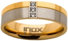 Steel Gold-Tone Plated 3 Piece Clear Diamond Ring