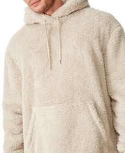 Drop Shoulder Teddy Fleece Hooded Sweater