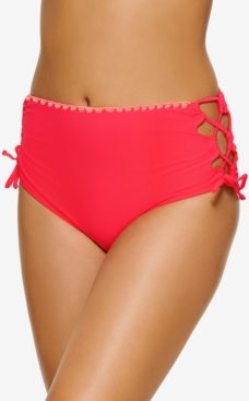 Juniors' Zig-Zag Zinc Cheeky High-Waist Bikini Bottoms, Created for Macy's Women's Swimsuit