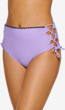 Juniors' Zig-Zag Zinc Cheeky High-Waist Bikini Bottoms, Created for Macy's Women's Swimsuit