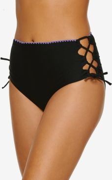 Juniors' Zig-Zag Zinc Cheeky High-Waist Bikini Bottoms, Created for Macy's Women's Swimsuit